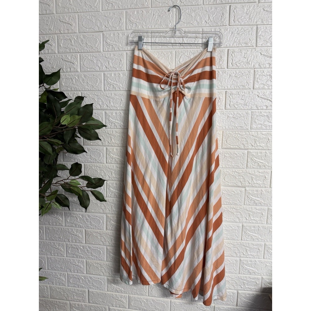 Patagonia Striped Multicolor Halter Dress MIDI Medium Orange Blue Striped